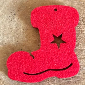 Zawieszka świąteczna but Mikołaja z czerwonego filcu