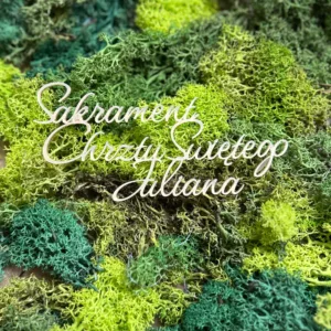 Topper Sakrament Chrztu Świętego Juliana ze złotego lustra akrylowego