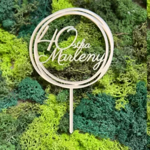 Topper 40 urodziny Marleny ze złotego lustra akrylowego