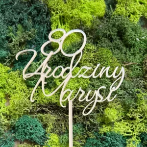 Topper 80 urodziny Marysi ze złotego lustra akrylowego