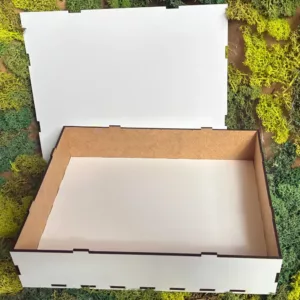 Pudełko prostokątne z HDF z wiekiem 25x20 cm – zamknięte i otwarte
